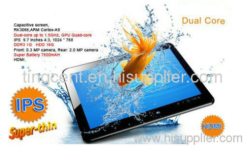 9.7" ISP capacitive touch screen dual core tablet