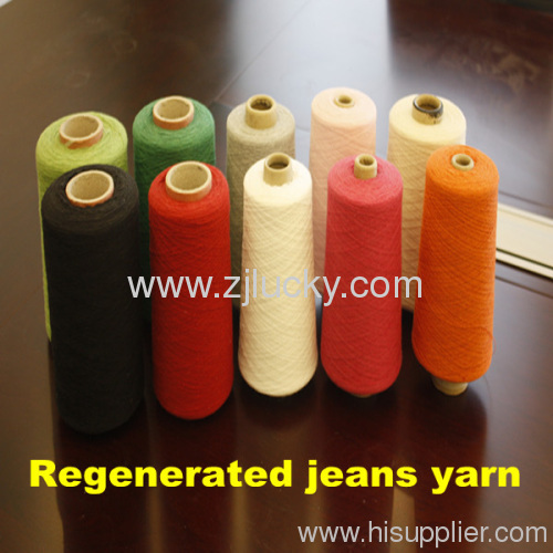 Regenerated colored jeans yarn 70% cotton 30% polyester 4s to 32s