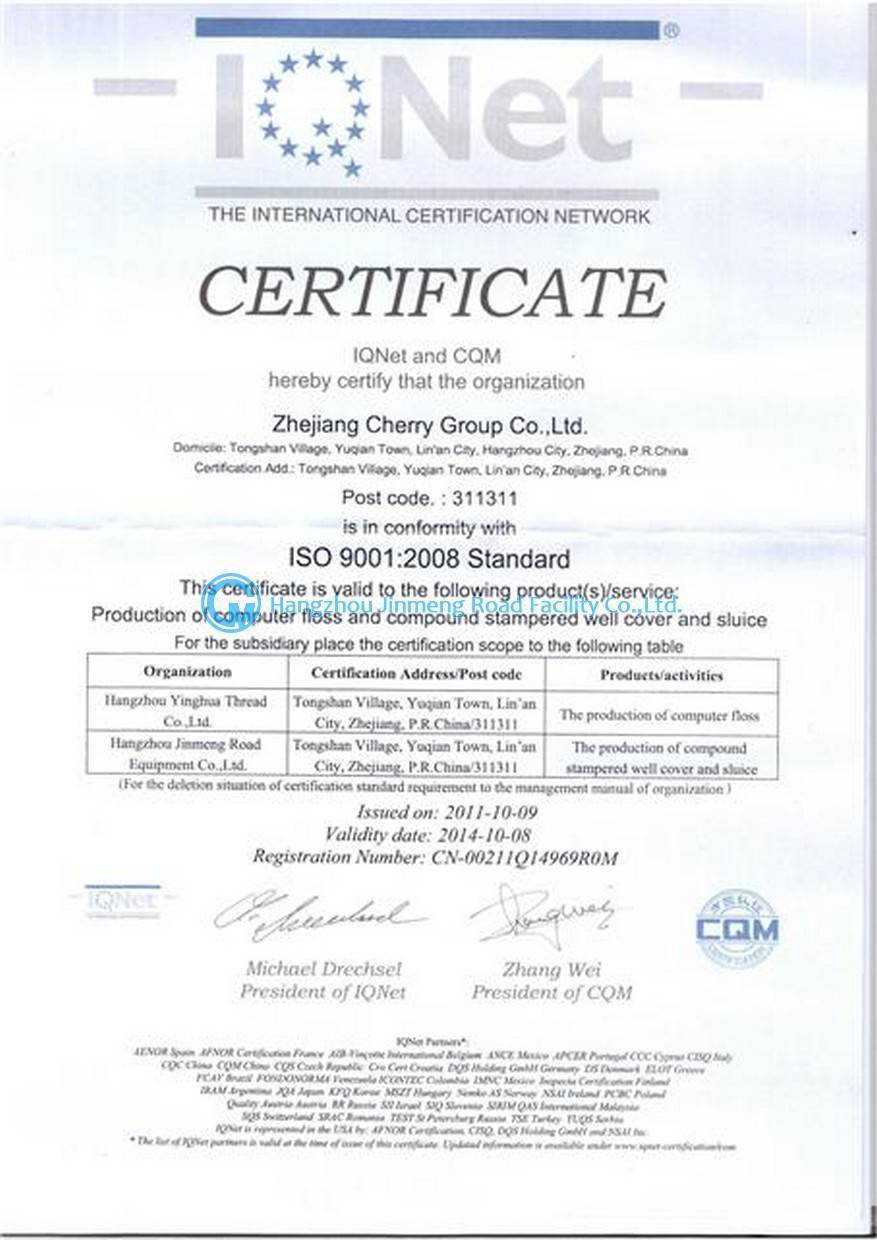 ISO8001 Certificate