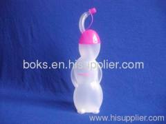 pink plastic children mug with straw