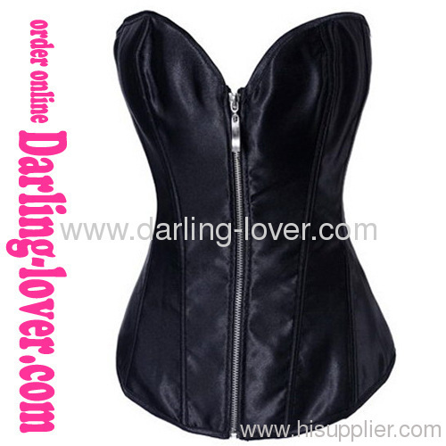 Sexy Simple Black Zipper Corset