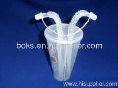 plastic double cups with straw