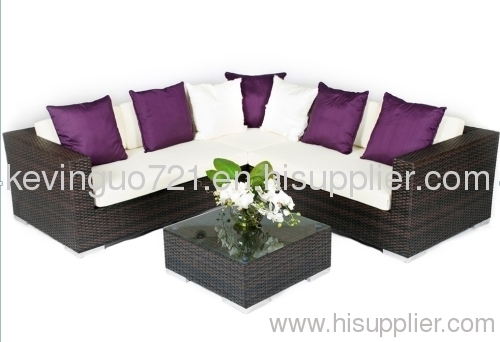 4 Piece Rattan Garden Furniture Patio Corner Sofa Set