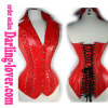 Sexy Red Lace-Up Leather Corset