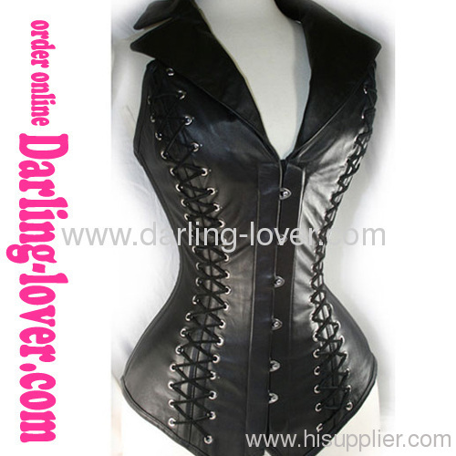Sexy Lace-up Leather Black Corset