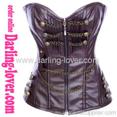 New Sexy Leather Zipper Corset