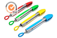 FDA Silicone kitchen Food Tongs with stainless steel