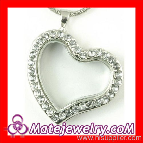 2013 New Pave Rhinestone Crystal Heart Shape Floating Charm Locket