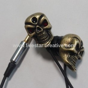 Crystal Gothic Metal Gold Chrome Skull Ear Bud Earbuds Earphone Diamond Headsets