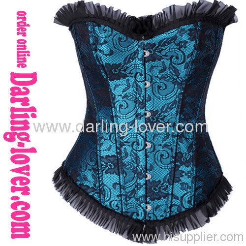 Blue Sexy Flowers Lace Corset