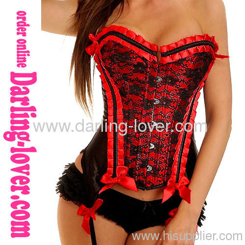 New Sexy Red Lace Overbust Corset