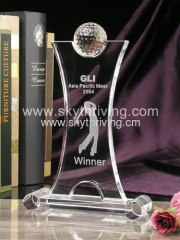 crystal trophy, crystal golf trophy