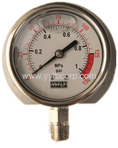 Liquid Filled Pressure Gauge bottom connector