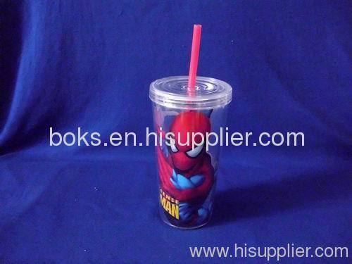 hard plastic cup with lid and straw