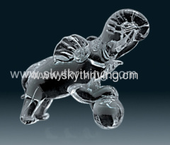 crystal animals, crystal elephant and ball