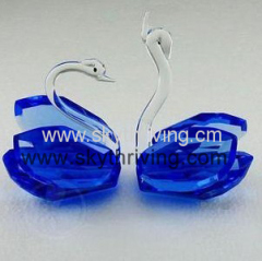 crystal animals, blue crystal swan couple