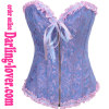 Blue Jacquard Zipper Corset