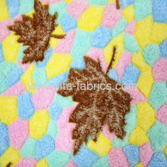 Colorful maple leaves printed embossed coral fleece fabric