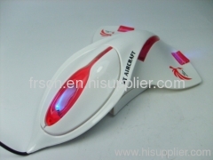 Mini airplane wired optical gift led mouse