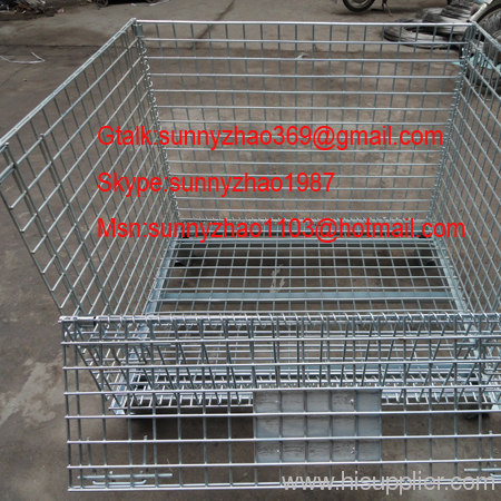 foldable zinc plated wire mesh container