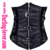 Sexy Black Leather Zipper Belt Corset