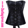 New Black Leather Lace-up Zipper Corset