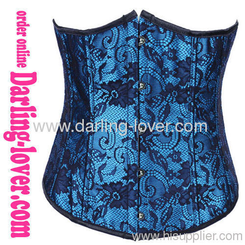 New Sexy Flowers Underbust Blue Corset