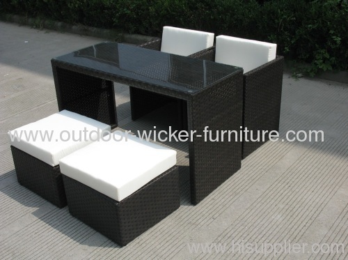 Patio rattan furniture 2seater dining sets with footrests