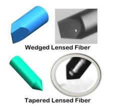 Wedged and tapered lensed fiber