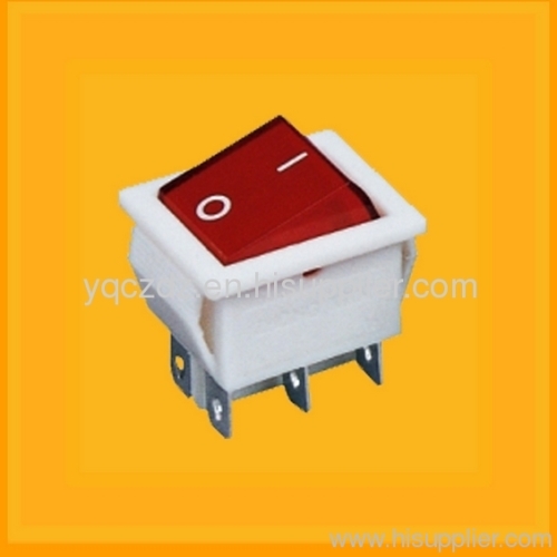 16A on-off white rocker switch with light