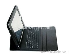 Silicon Bluetooth keyboard with leather case for iPad2&3