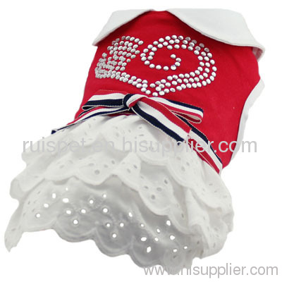 Rhinestone lacy dog dress pet clothing