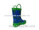 Children Rubber Rain Boot Blue Cotton Lining With Two Handle