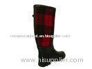 Fashion Grid Rubber Rain Boot Knee , 14 Inch Shaft Size 8 Red