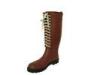 Knee Rubber Rain Boot , Brown Lace Up 3/4 Inch Heel Size 7 Stylish