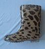 Leopard Print PVC Rain Boots Short , Size 25 Polyester Lining