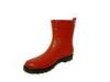 Red Rubber Ankle Rain Boots , Buckle 13 In Circumference Size 6