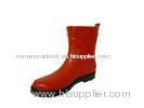 Red Rubber Ankle Rain Boots , Buckle 13 In Circumference Size 6