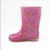 Stylish PVC Ankle Rain Boots , Pink Printed Waterproof Size 35