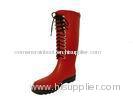 Waterproof Knee Rain Boots , Red Lace Up Size 37 14 Inch Shaft