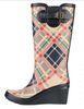 Wedge Platform Knee Rain Boots Stylish Buckle Size 35 , 6cm Heel