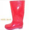 Red Knee High Rain Boots For Women Size 41 Transparent PVC