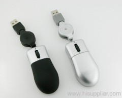 Thumb shape with retractable cable optical mini mouse