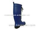 Size 3 Thigh Rain Boots Ladies , Lace Up Blue 15 In Circumference