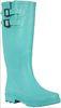 Double Buckle Thigh Rain Boots , Light Blue Size 36 1 Inch Heel