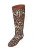 Leopard Print Thigh Rain Boots Ladies , Flat Size 6 Cotton Lining