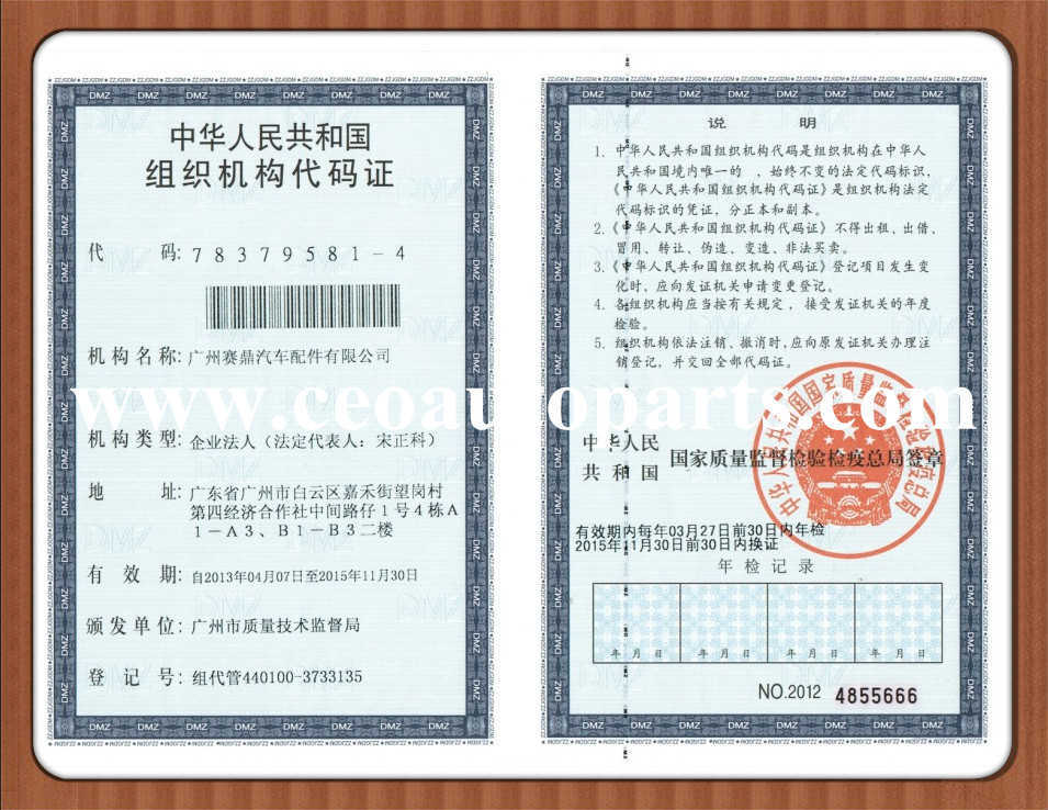 Organization Code Certificate