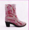 Patterned High Heel Rain Boots , Comfortable Durable Size 39