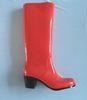 High Heel Knee Rain Boots Red Size 39 Stylish Polyester Lining