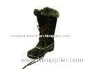 Black Waterproof Snow Boots , Warm Size 13 Faux Shearling Collar